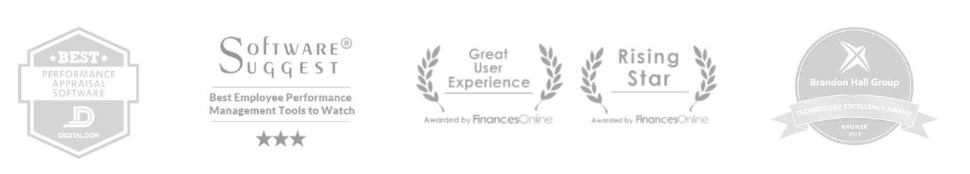 awards-2024 emperform awards - Best Performance Appraisal Software Digital.com, Softwrae Suggest Best Employee Management Tools to Watch, Great User Experience FinancesOnline, Rising Star FinancesOnline, Brandon Hall Excellence in Technology