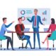 blog feature image manager as developer model - Business meeting. Business people discussing together in conference room. Manager giving speech and presenting charts